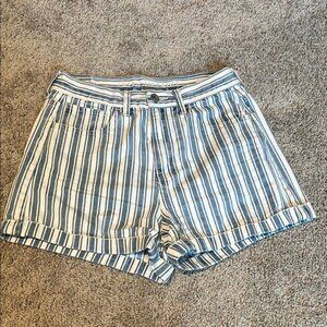 American Eagle Outfitters Blue and White Jean Shorts with Vertical Stripes